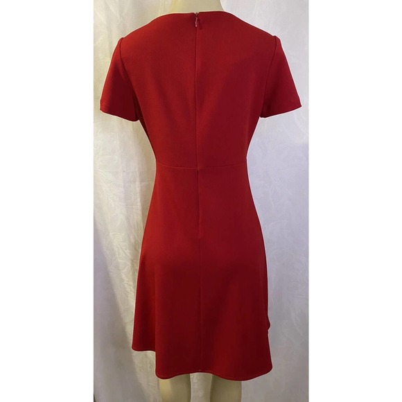 Sandro Ferrone Dress Red A line Flare Round Neck Short Sleeve Knee Lengt… - Picture 4 of 7